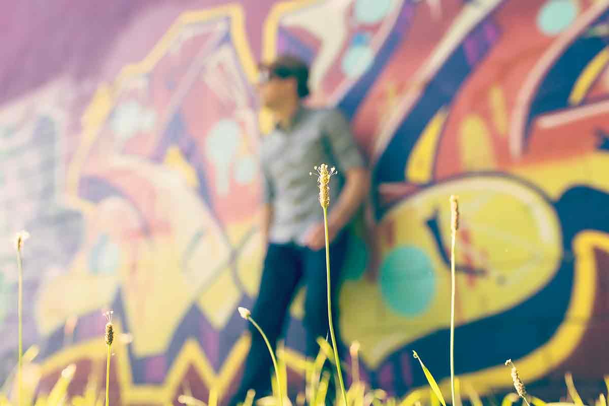 graffiti wall with man